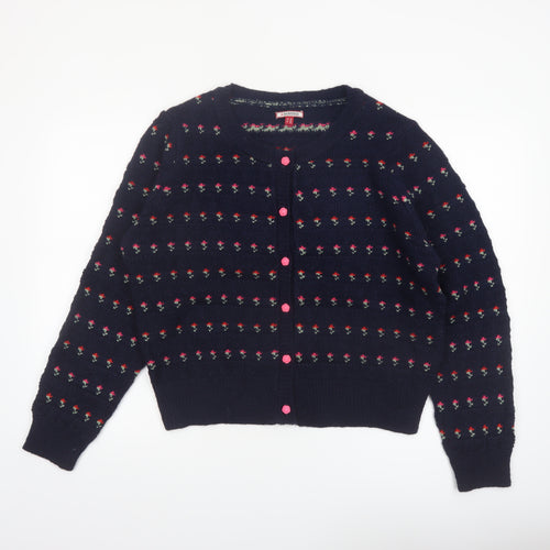 Joe Browns Womens Navy Floral Button Cardigan Size 18 Acrylic Knit