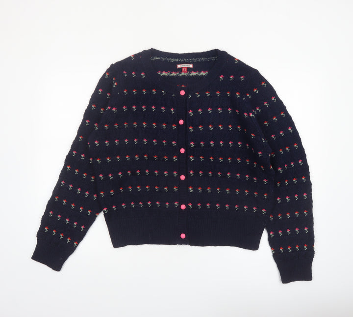 Joe Browns Womens Navy Floral Button Cardigan Size 18 Acrylic Knit