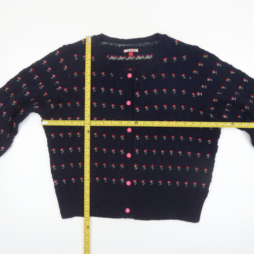 Joe Browns Womens Navy Floral Button Cardigan Size 18 Acrylic Knit