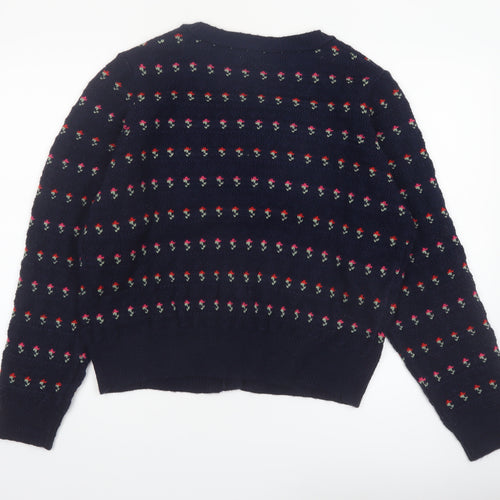 Joe Browns Womens Navy Floral Button Cardigan Size 18 Acrylic Knit
