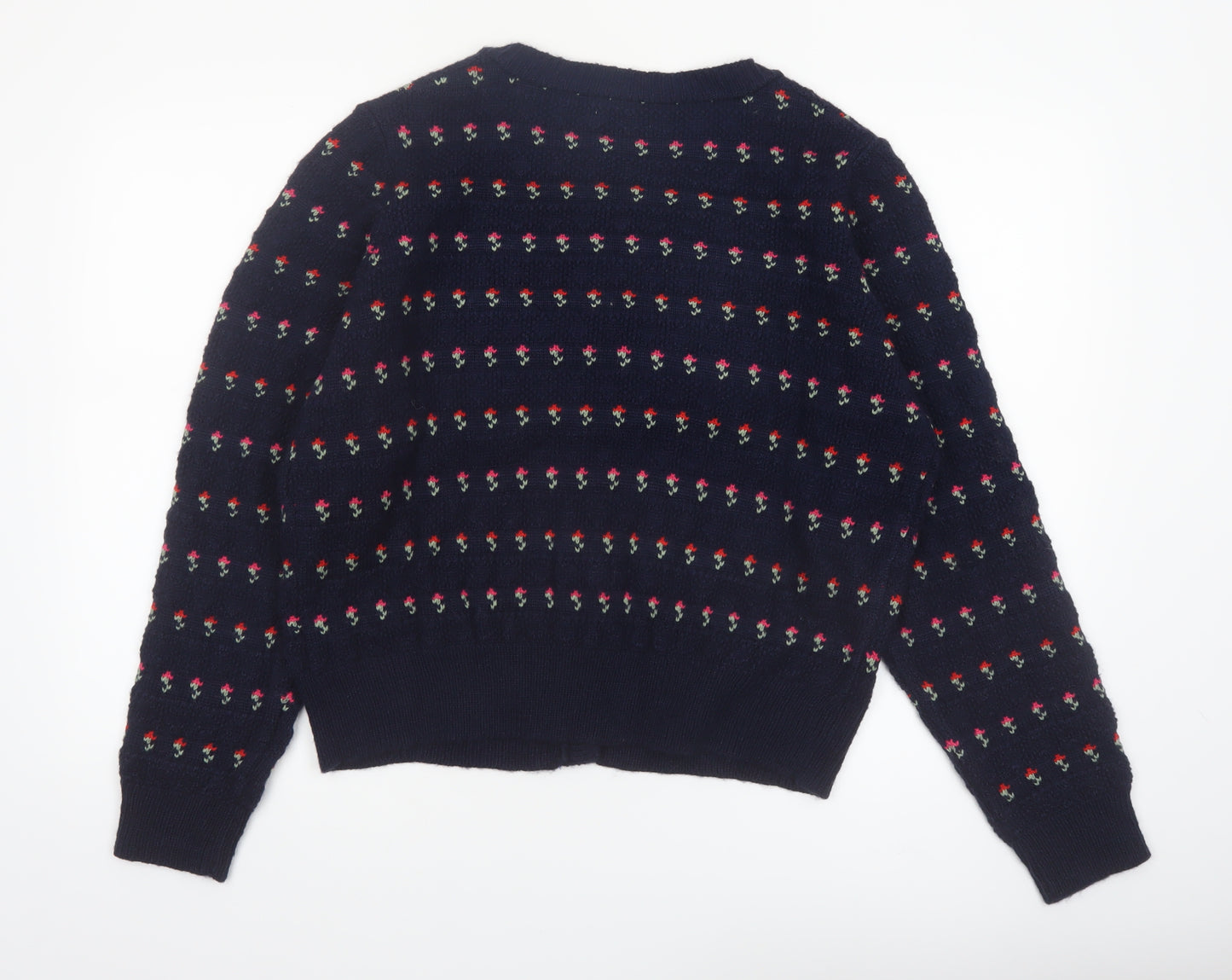 Joe Browns Womens Navy Floral Button Cardigan Size 18 Acrylic Knit