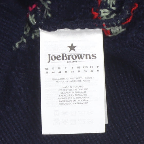Joe Browns Womens Navy Floral Button Cardigan Size 18 Acrylic Knit