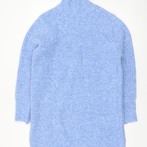 Zara Women Blue High Neck Chunky Knit Jumper Size 12