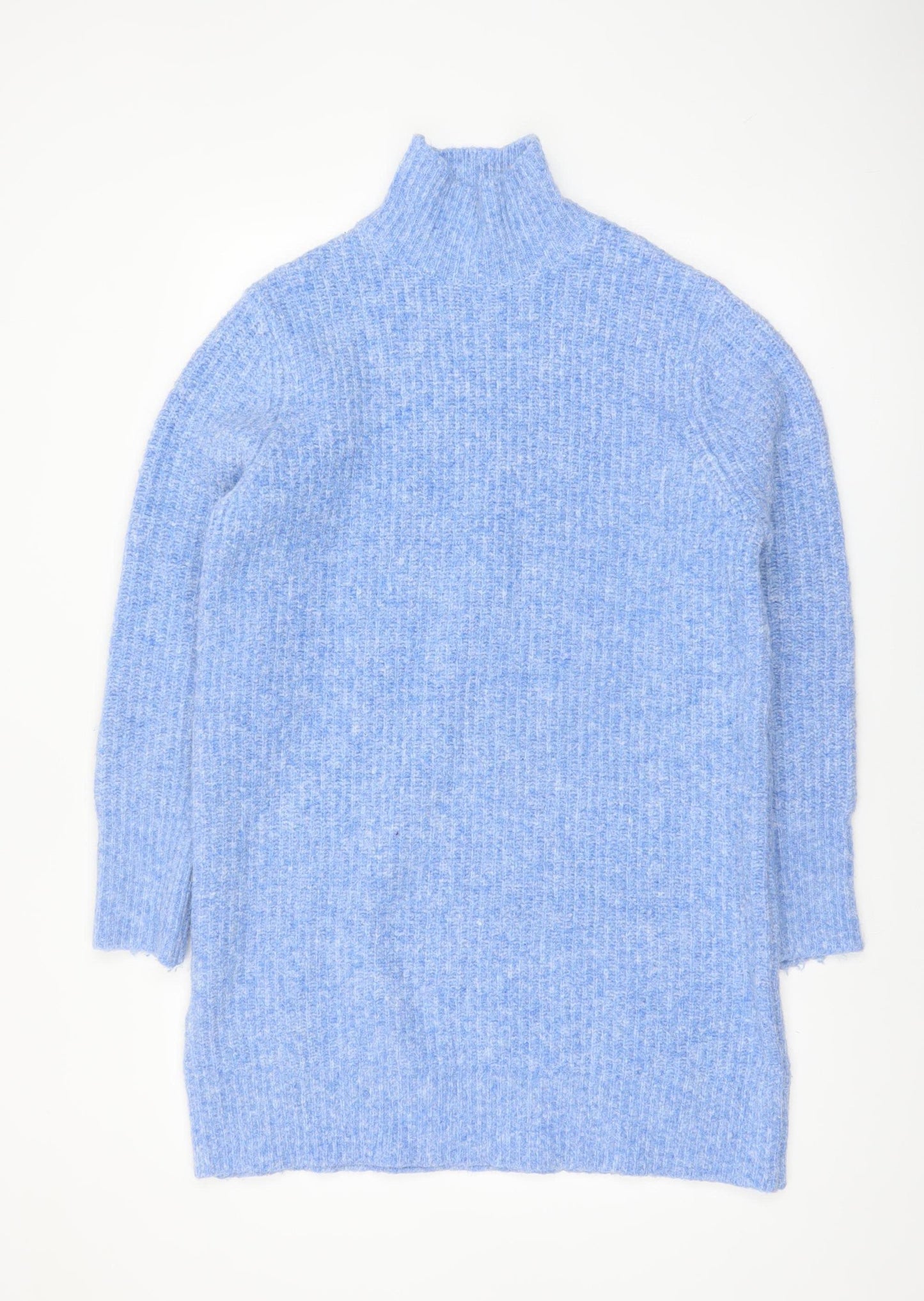 Zara Women Blue High Neck Chunky Knit Jumper Size 12