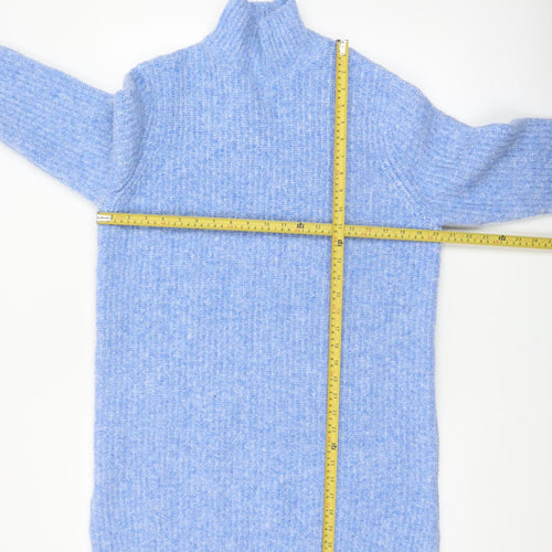 Zara Women Blue High Neck Chunky Knit Jumper Size 12