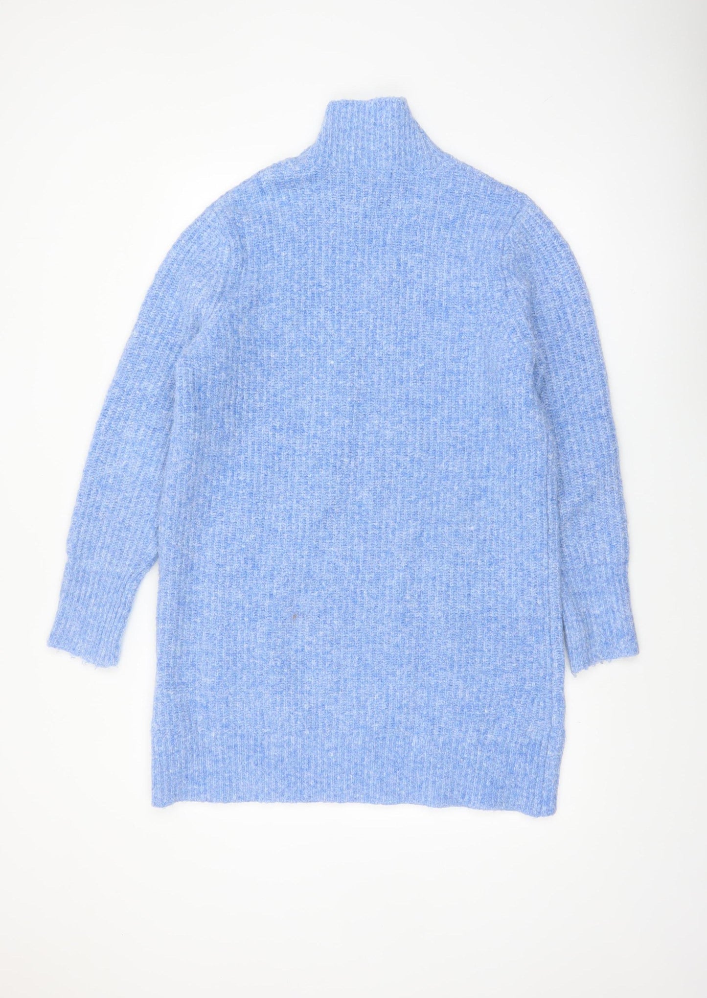 Zara Women Blue High Neck Chunky Knit Jumper Size 12