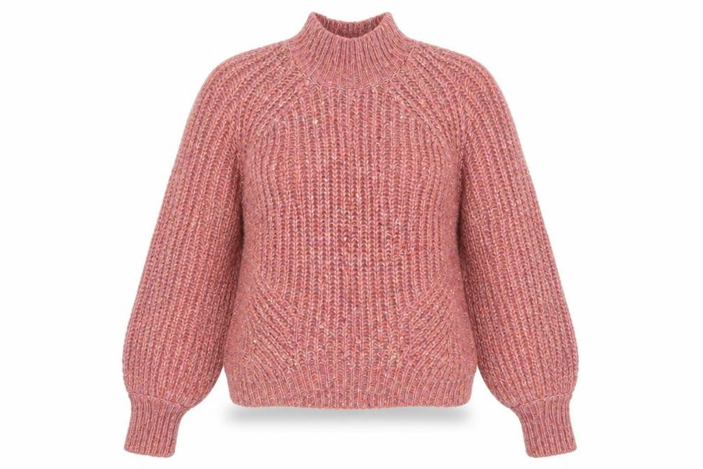 Front view of Next Women Pink High Neck Chunky Knit Wool Blend Jumper, size 8