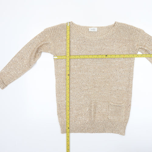 Wallis Women’s Beige Petite Sequin Knit Pullover Jumper S