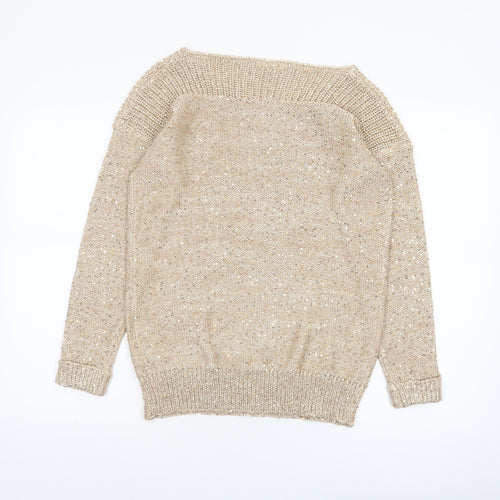 Wallis Women’s Beige Petite Sequin Knit Pullover Jumper S