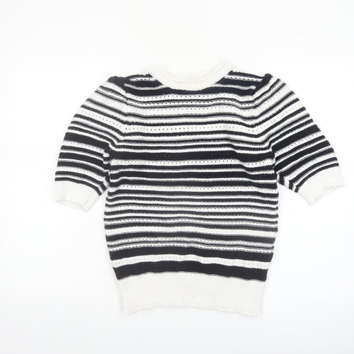 Marks and Spencer Women’s Black Striped Knit Short Sleeve Jumper S