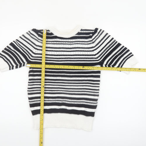 Marks and Spencer Women’s Black Striped Knit Short Sleeve Jumper S
