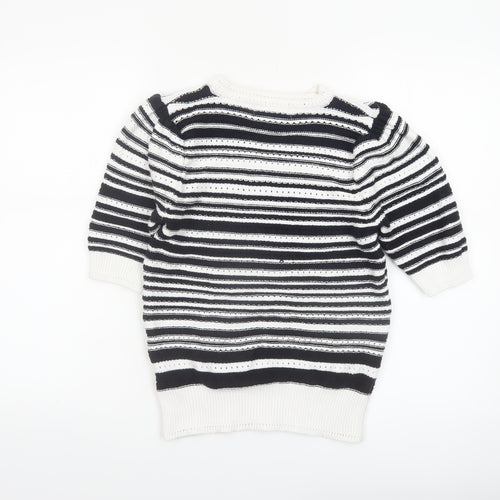 Marks and Spencer Women’s Black Striped Knit Short Sleeve Jumper S
