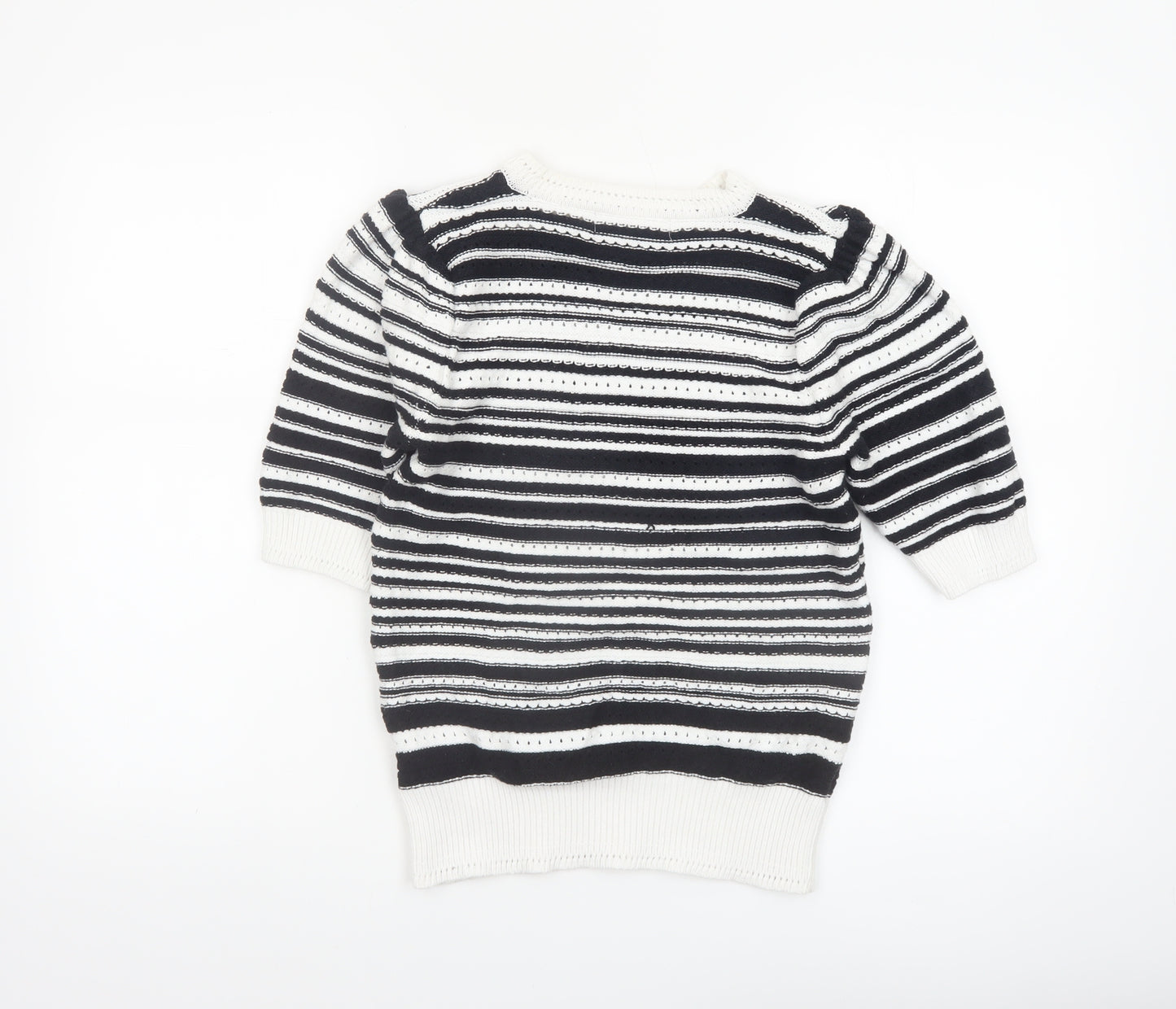 Marks and Spencer Women’s Black Striped Knit Short Sleeve Jumper S