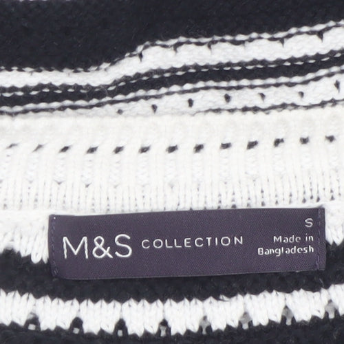 Marks and Spencer Women’s Black Striped Knit Short Sleeve Jumper S