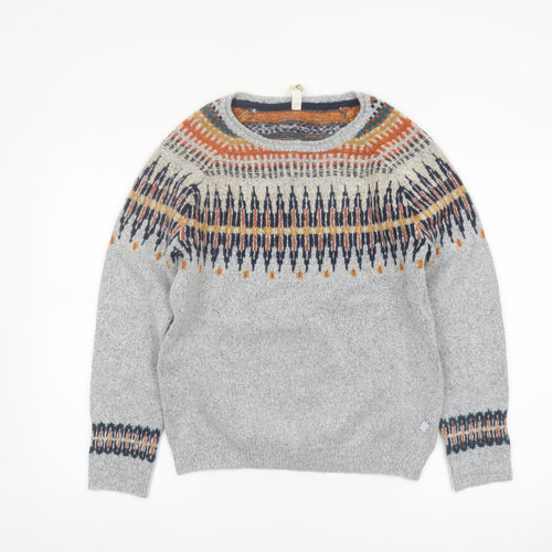Weird Fish Women’s Grey Fair Isle Knit Jumper Size 10