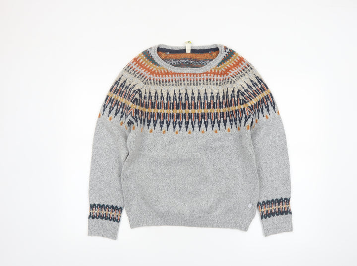 Weird Fish Women’s Grey Fair Isle Knit Jumper Size 10