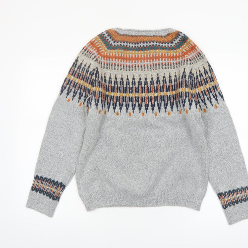 Weird Fish Women’s Grey Fair Isle Knit Jumper Size 10