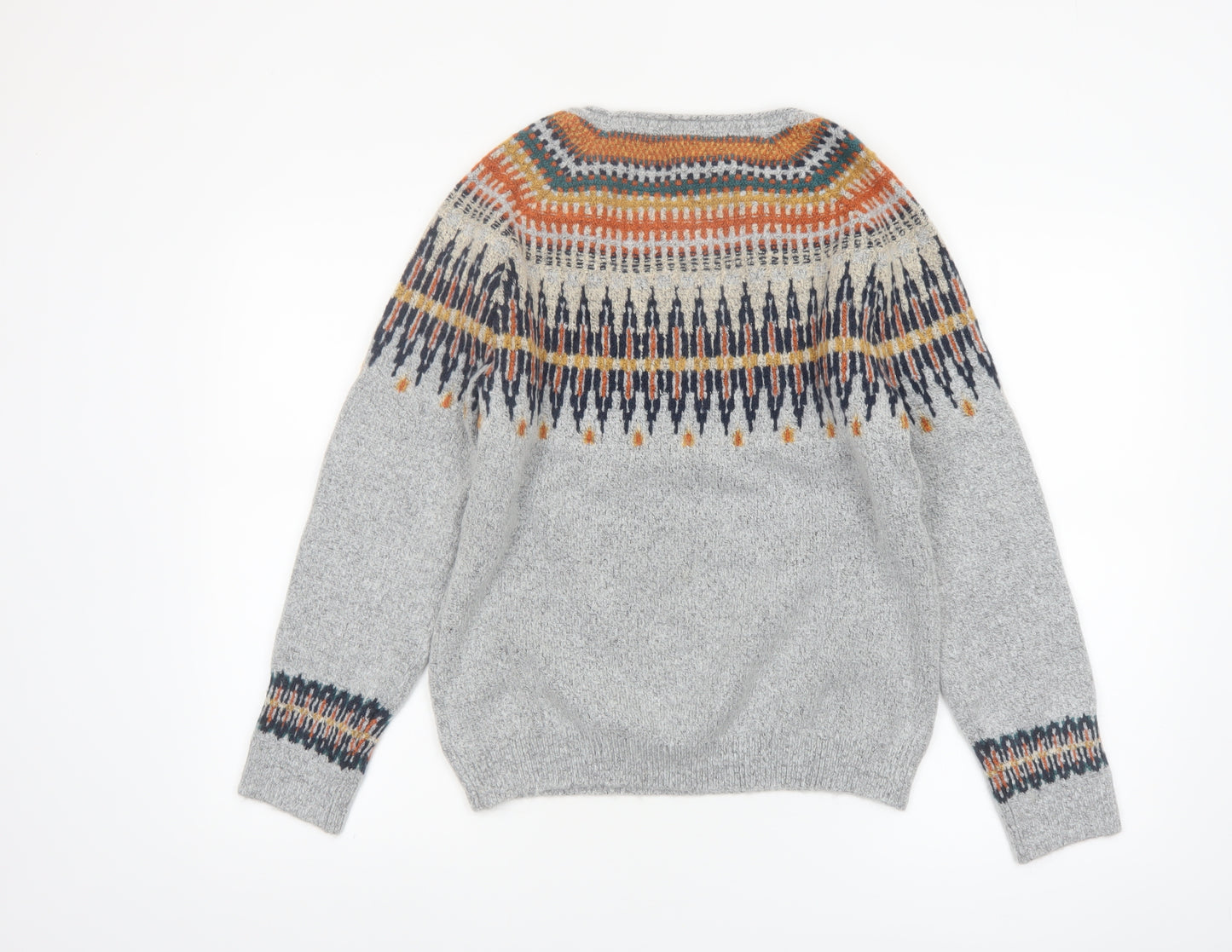 Weird Fish Women’s Grey Fair Isle Knit Jumper Size 10