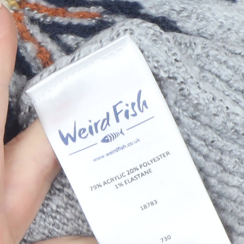 Weird Fish Women’s Grey Fair Isle Knit Jumper Size 10