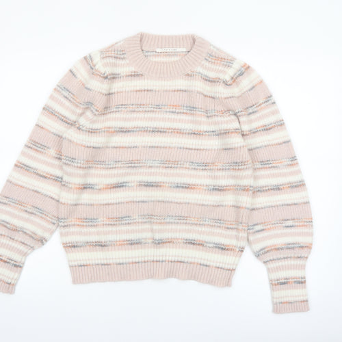Yaya Women Multicoloured Striped Knit Crew Neck Jumper Size M