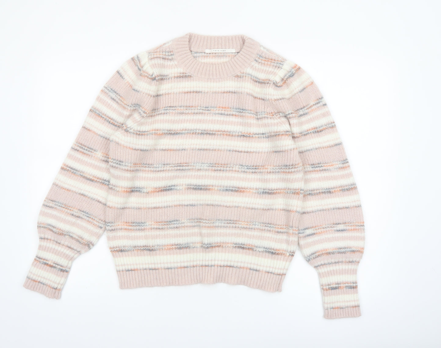 Yaya Women Multicoloured Striped Knit Crew Neck Jumper Size M