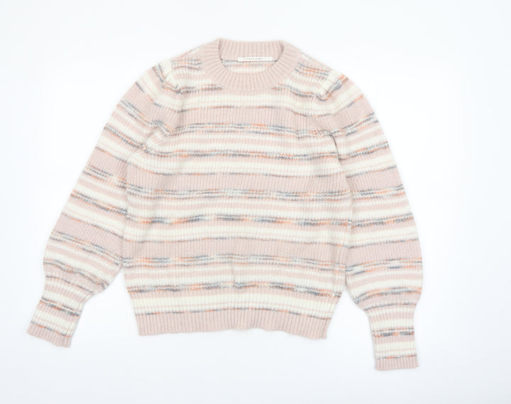 Yaya Women Multicoloured Striped Knit Crew Neck Jumper Size M