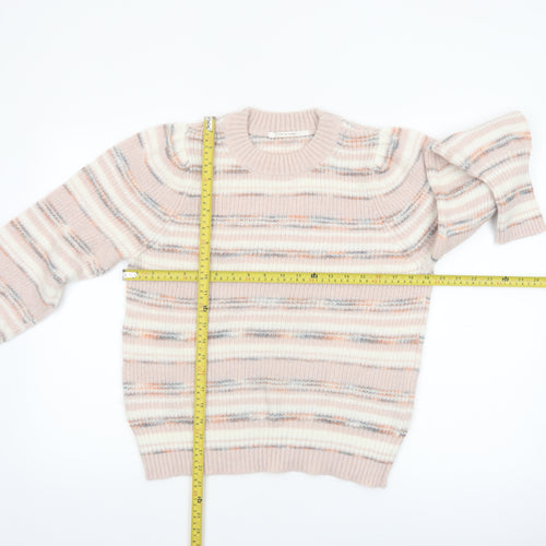 Yaya Women Multicoloured Striped Knit Crew Neck Jumper Size M