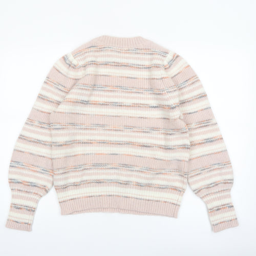 Yaya Women Multicoloured Striped Knit Crew Neck Jumper Size M