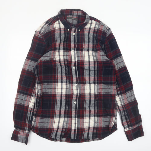 French Connection Men's Red Plaid Flannel Button-Up Shirt L