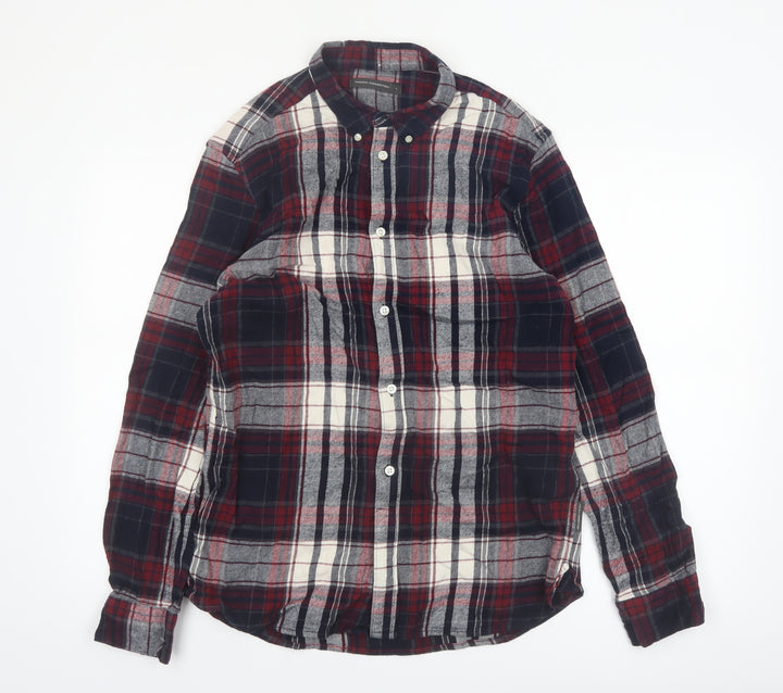 French Connection Men's Red Plaid Flannel Button-Up Shirt L
