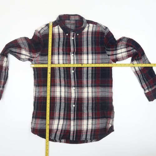French Connection Men's Red Plaid Flannel Button-Up Shirt L