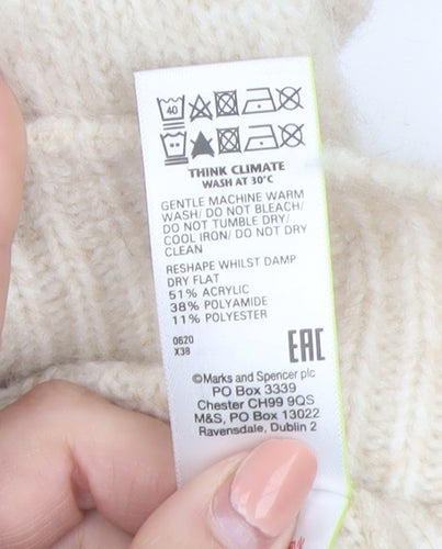 Marks and Spencer Women Oatmeal Fair Isle Mock Neck Jumper Size M