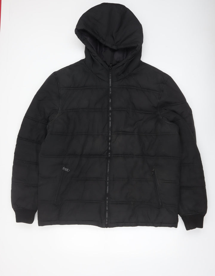 Threadbare Men's Black 2XL Puffer Jacket Hooded Full Zip Winter Coat