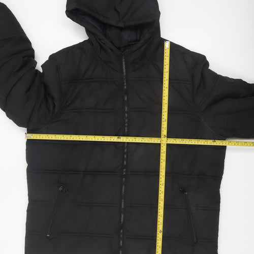 Threadbare Men's Black 2XL Puffer Jacket Hooded Full Zip Winter Coat