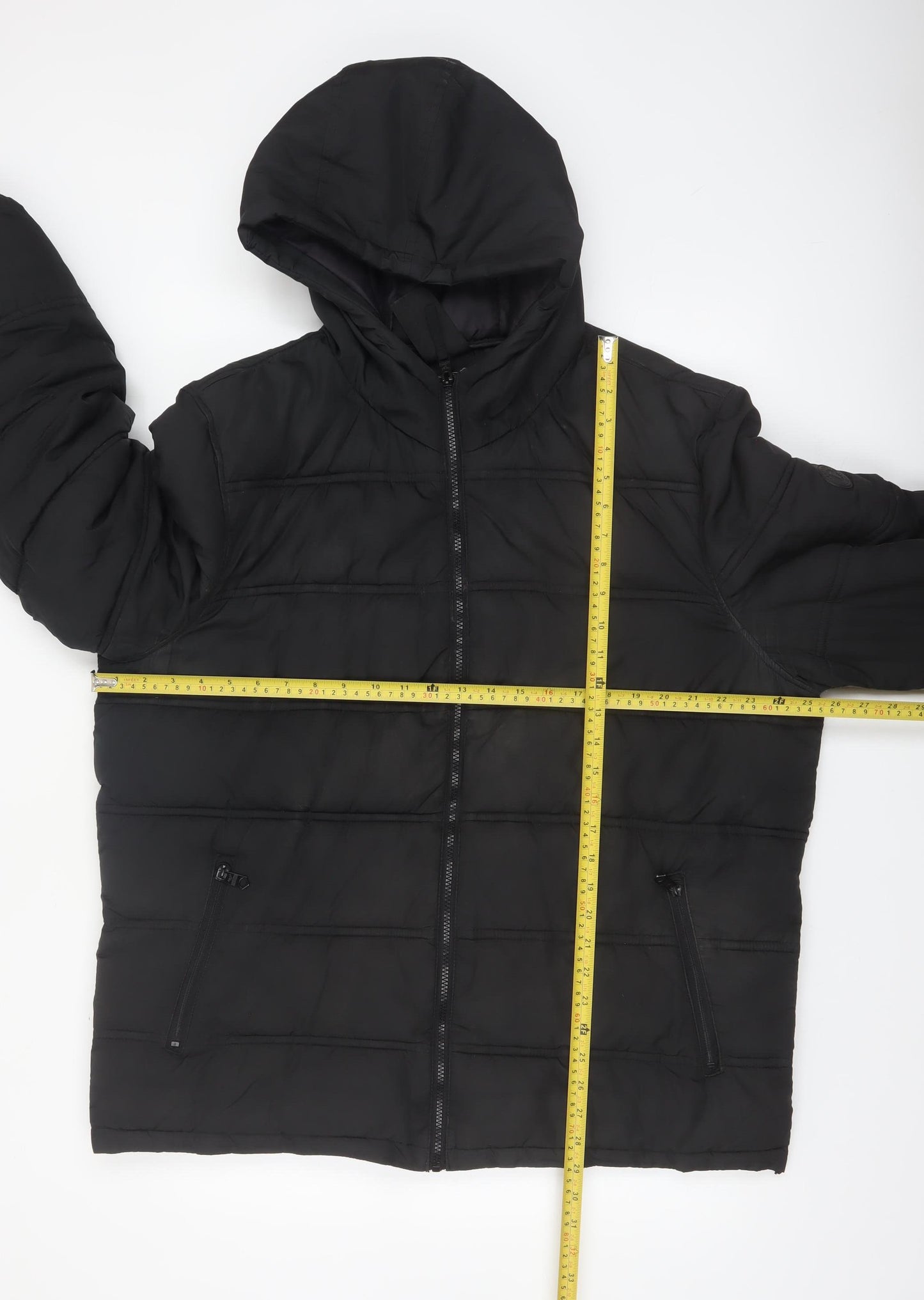 Threadbare Men's Black 2XL Puffer Jacket Hooded Full Zip Winter Coat