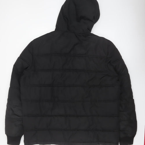 Threadbare Men's Black 2XL Puffer Jacket Hooded Full Zip Winter Coat