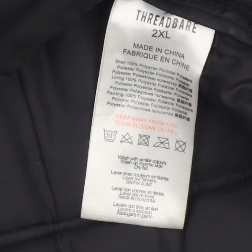 Threadbare Men's Black 2XL Puffer Jacket Hooded Full Zip Winter Coat