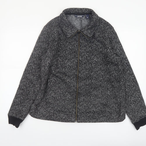 Lands' End Men's Grey Wool Blend Zip Tweed Jacket Size L