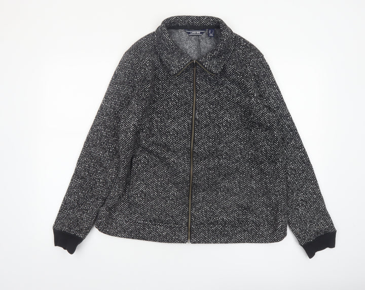Lands' End Men's Grey Wool Blend Zip Tweed Jacket Size L