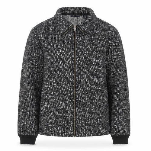 Lands' End Men's Grey Wool Blend Zip Tweed Jacket Size L