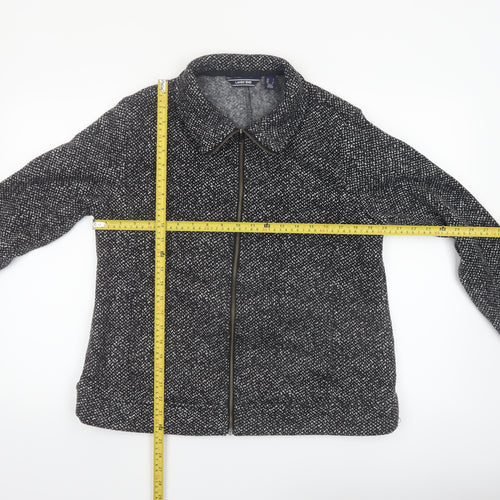 Lands' End Men's Grey Wool Blend Zip Tweed Jacket Size L