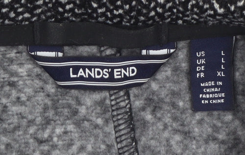 Lands' End Men's Grey Wool Blend Zip Tweed Jacket Size L