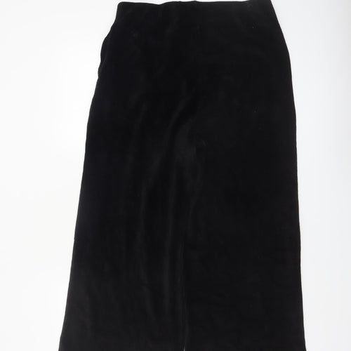 Marks and Spencer Women's Black Velvet Cropped Wide-Leg Trousers Size 16 Short