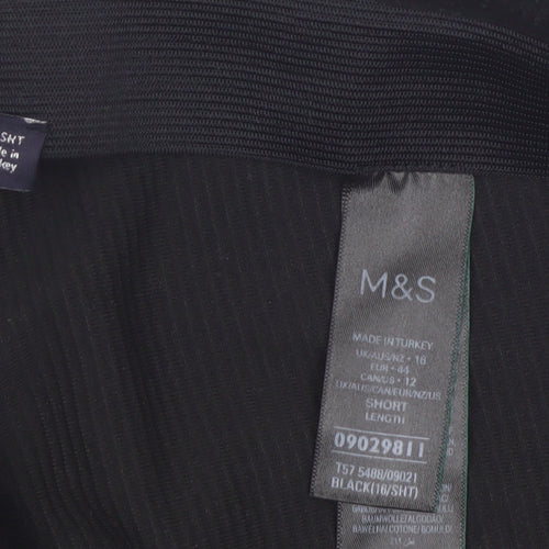 Marks and Spencer Women's Black Velvet Cropped Wide-Leg Trousers Size 16 Short