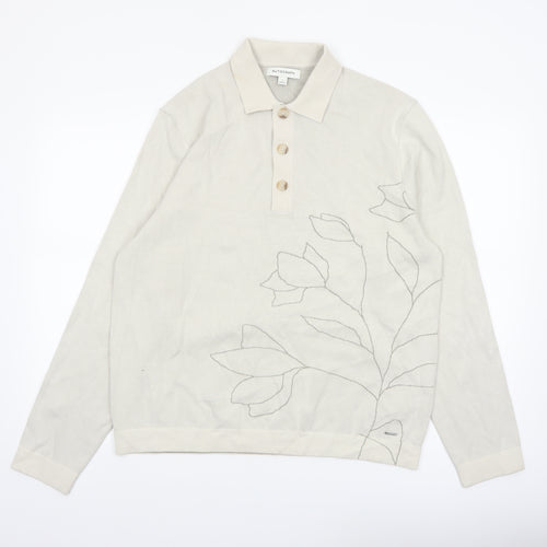 Marks and Spencer Autograph Mens Beige Floral Henley Jumper L