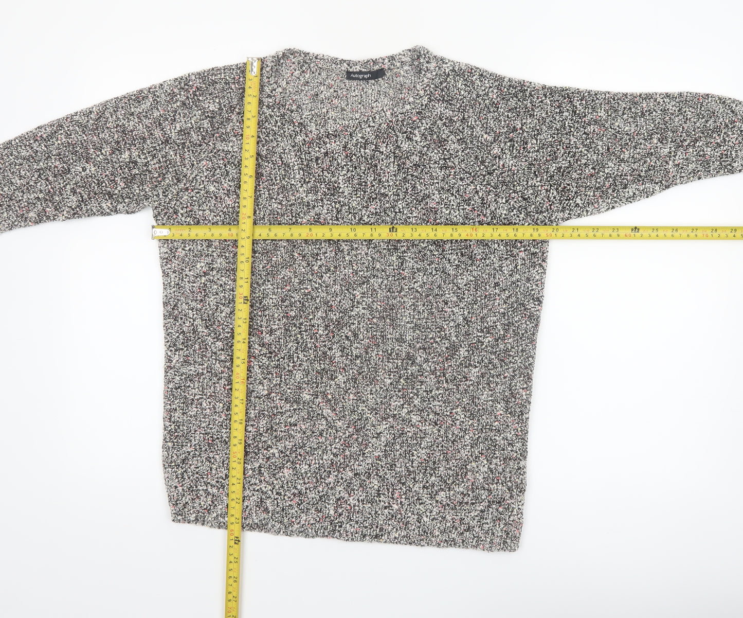 Marks and Spencer Women’s Grey Chunky-Knit Pullover Jumper Size 14