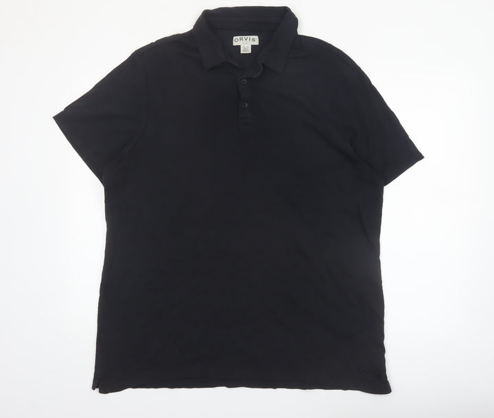 Orvis Men's Black 2XL Classic Cotton Short Sleeve Polo Shirt