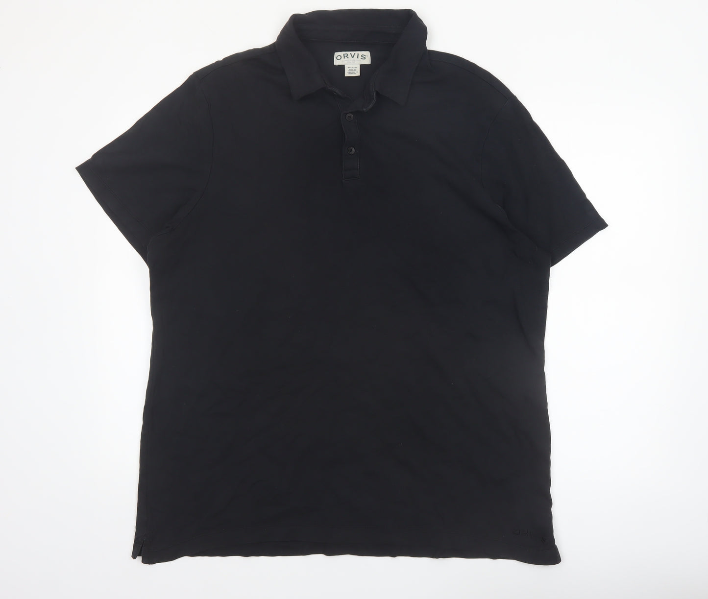 Orvis Men's Black 2XL Classic Cotton Short Sleeve Polo Shirt