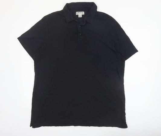 Orvis Men's Black 2XL Classic Cotton Short Sleeve Polo Shirt