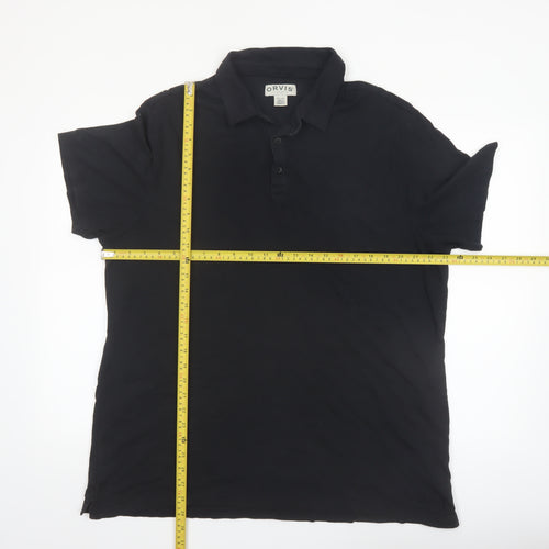 Orvis Men's Black 2XL Classic Cotton Short Sleeve Polo Shirt